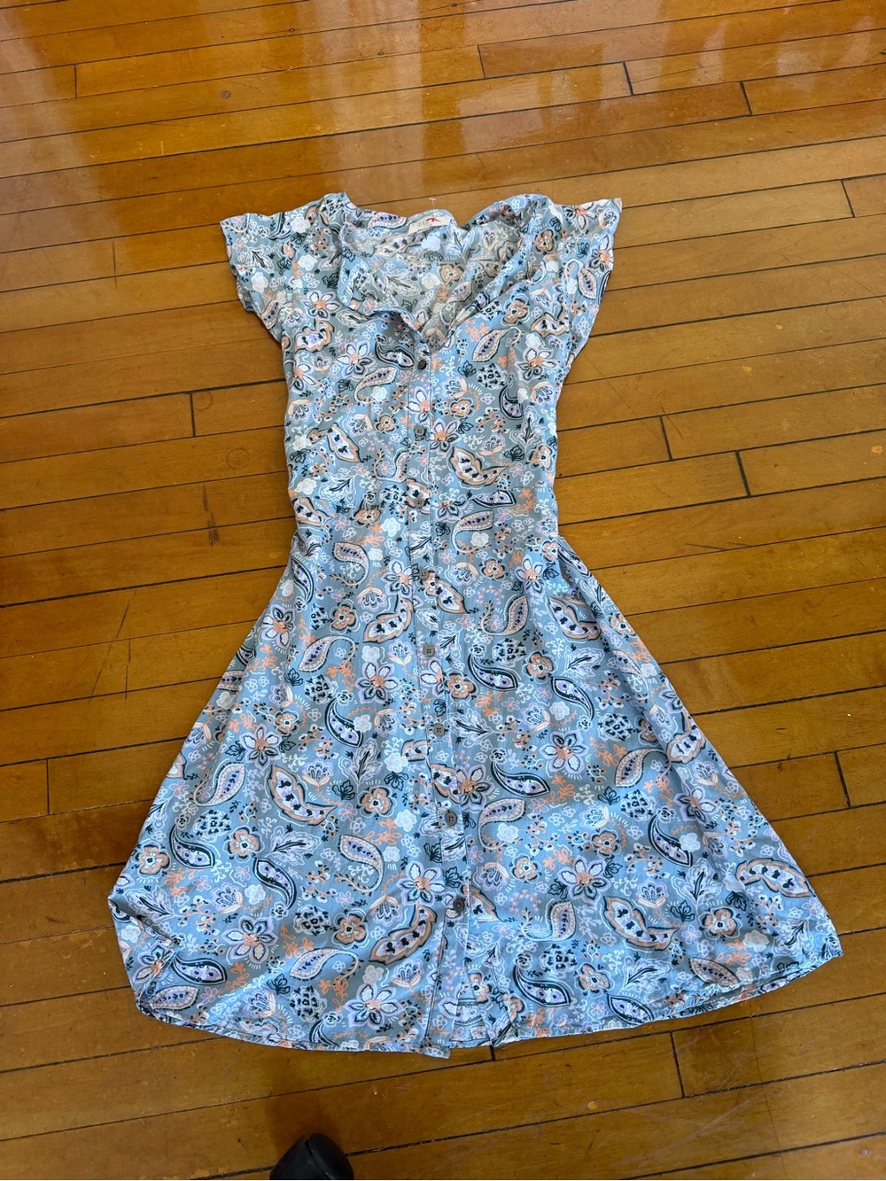 LOFT Light Blue Paisley & Floral Midi Dress